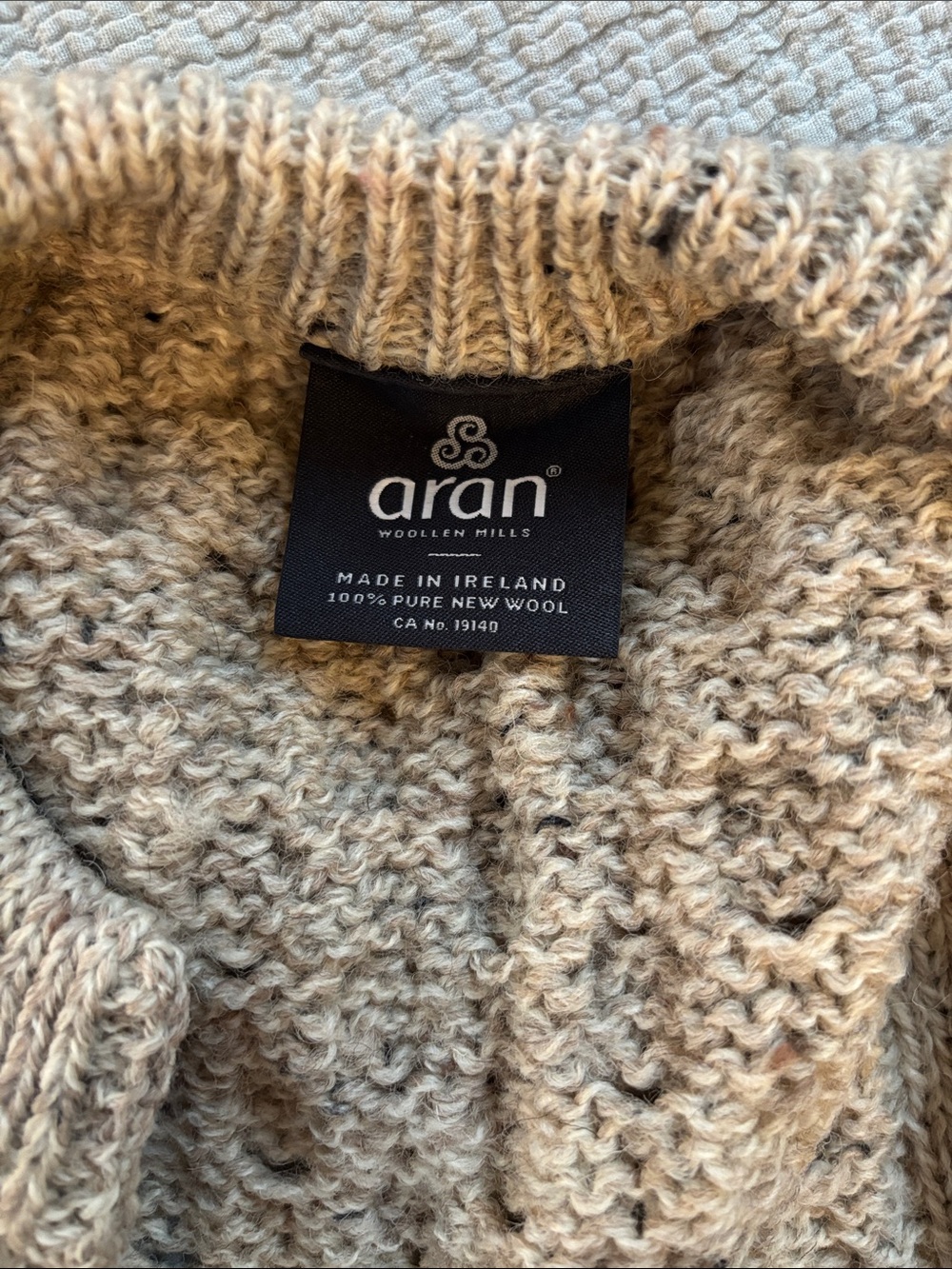 Women's Cable Knit Button-Up Cardigan Sweater - Cream/Brown - Picture 3 of 3